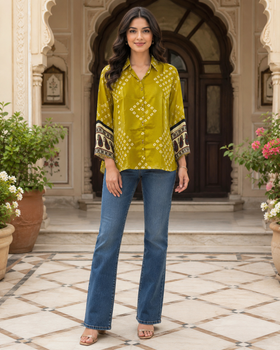Meher Mustard Printed Top