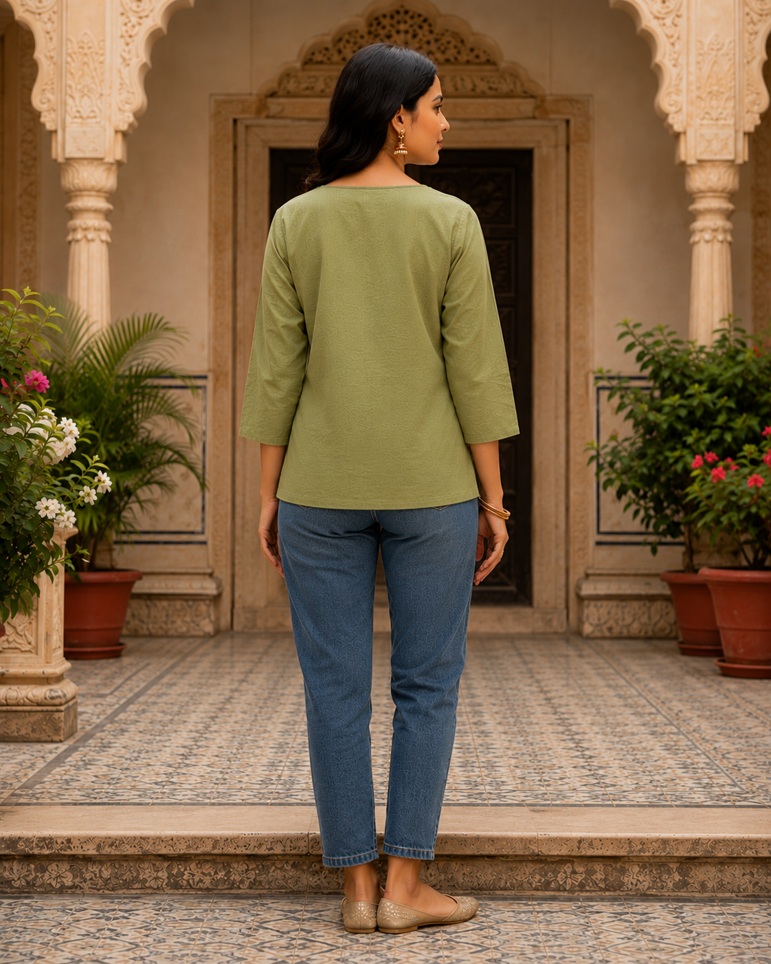 Olive Cotton Kurti