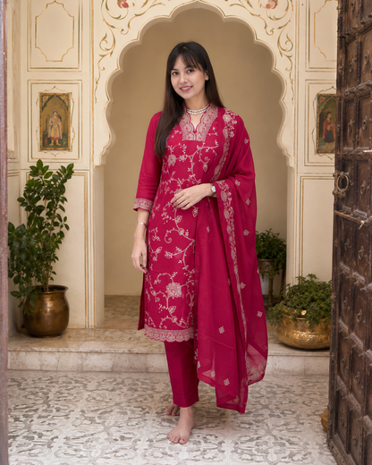 Pink Embroidered Kurta Set