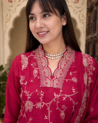 Pink Embroidered Kurta Set