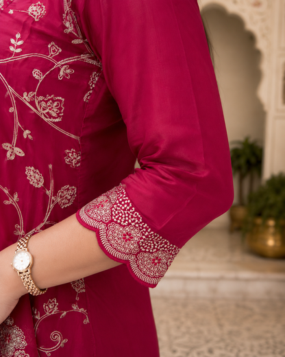 Pink Embroidered Kurta Set