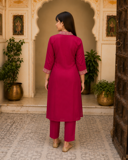 Pink Embroidered Kurta Set