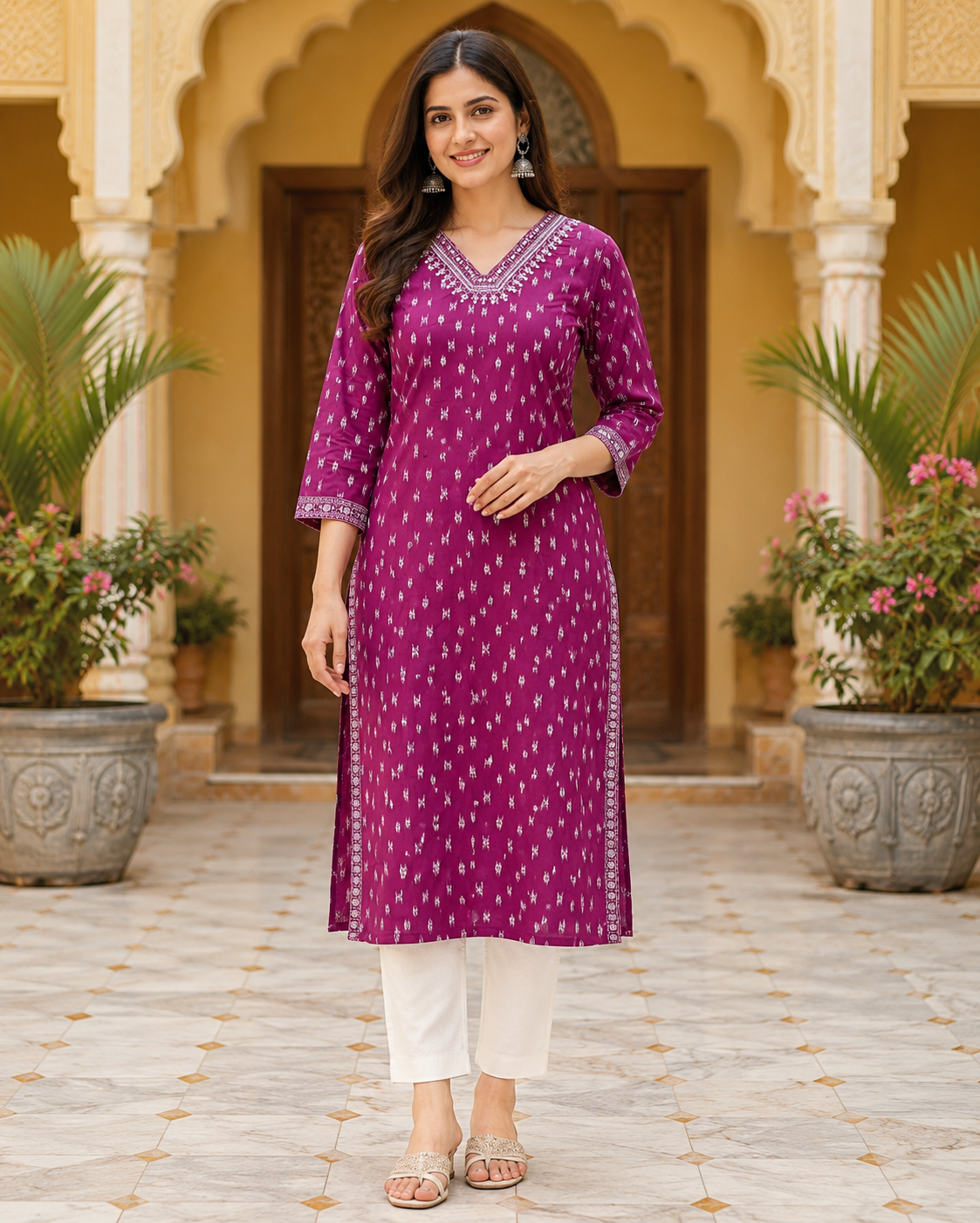 Anaya Wine Pink Printed Kurti