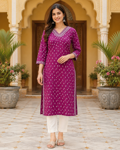 Anaya Wine Pink Printed Kurti