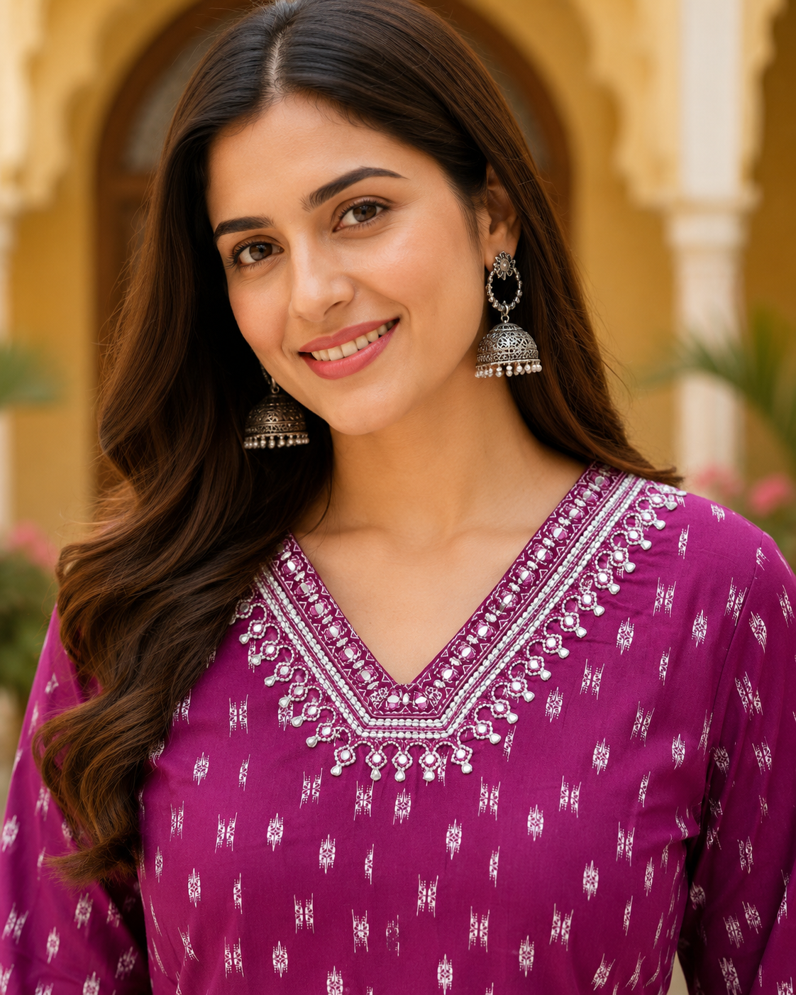Anaya Wine Pink Printed Kurti