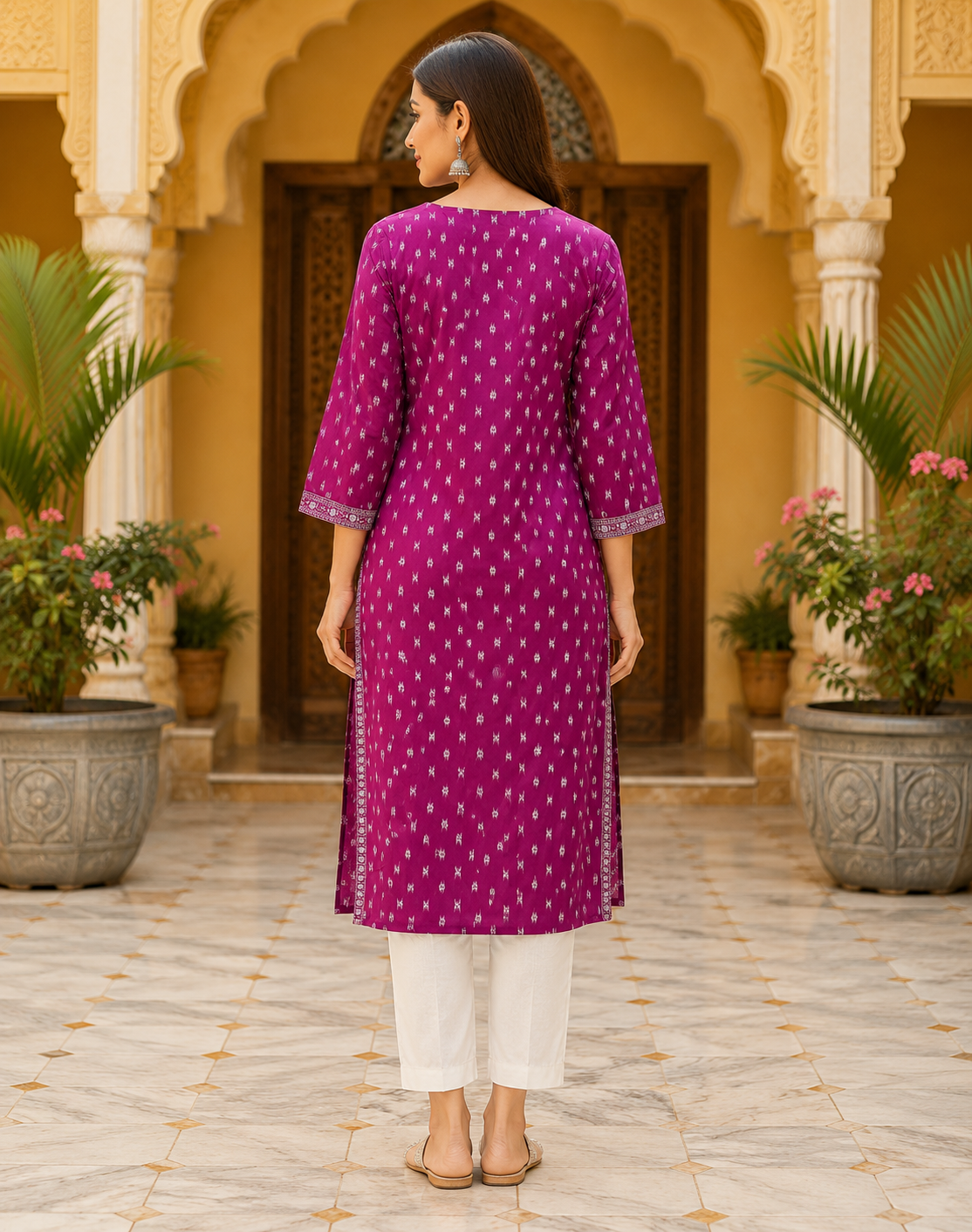 Anaya Wine Pink Printed Kurti