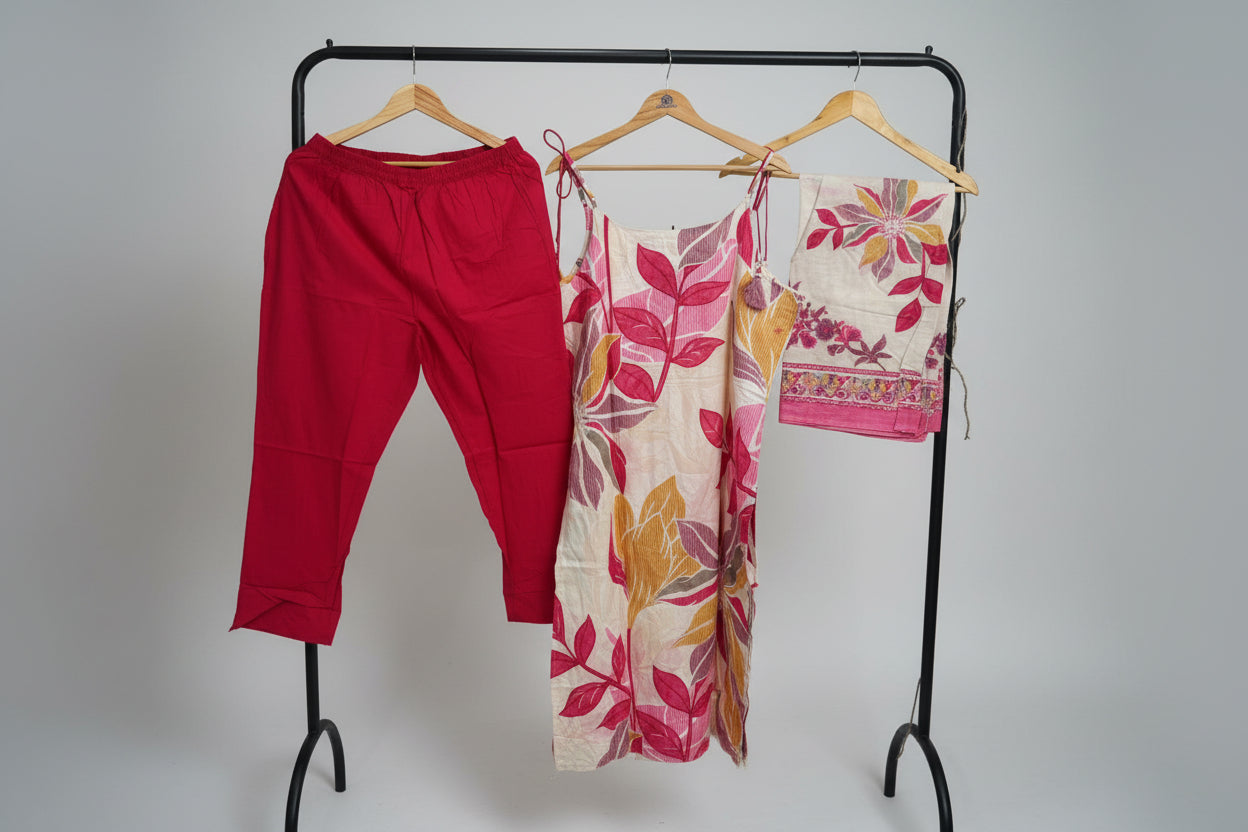 Pink Cotton Kurta Set 1
