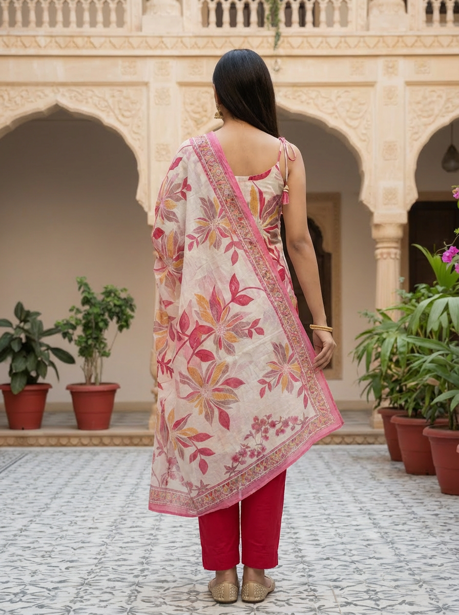 Pink Cotton Kurta Set 2