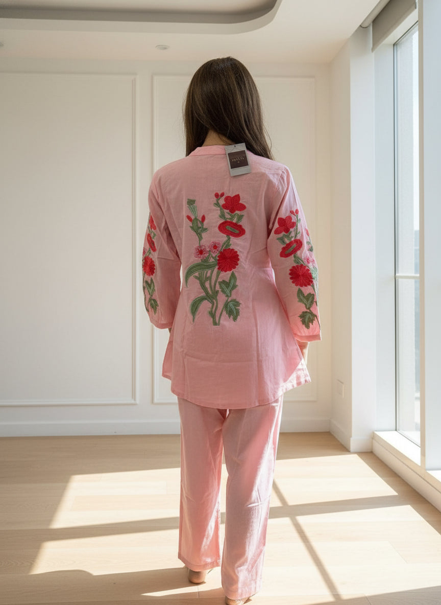 Pink Embroidered Kurta Set