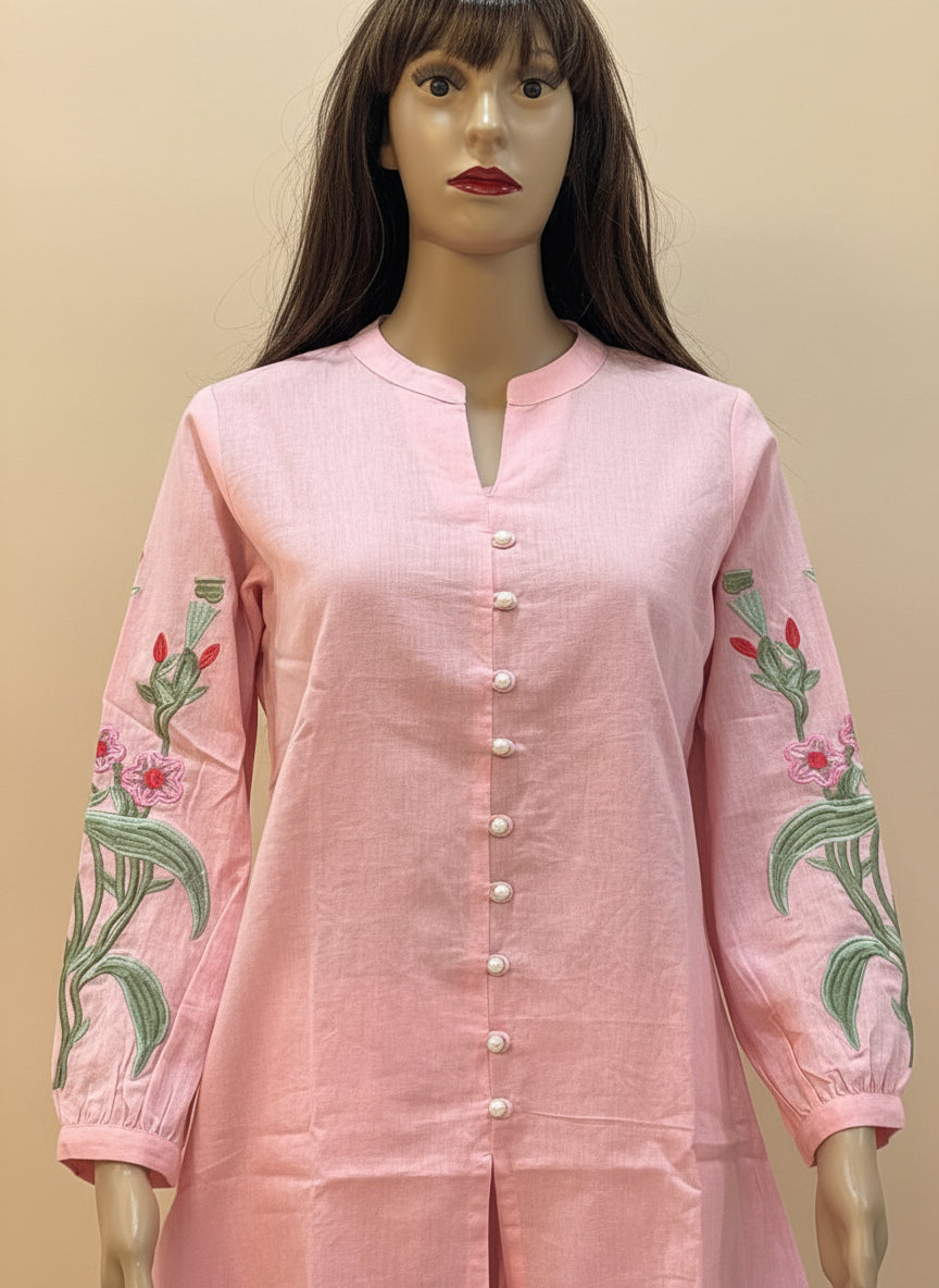 Pink Embroidered Kurta Set 3