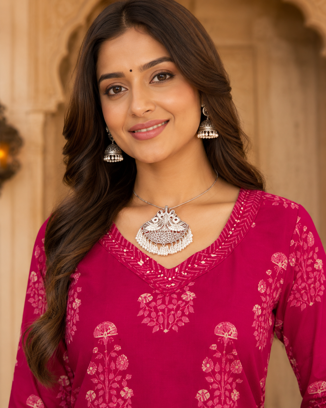 Pink bloom Printed Cotton Kurta Set2