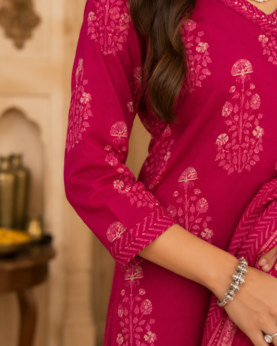 Pink bloom Printed Cotton Kurta Set3