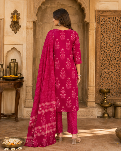 Pink bloom Printed Cotton Kurta Set4