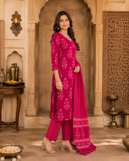 Pink bloom Printed Cotton Kurta Set6