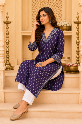 Ira Royal Plum Printed Kurti