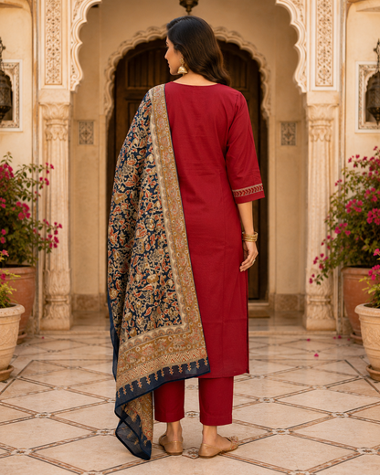 Red_Embroidered_Kurta_Set_with_Printed_Dupatta_for_Women6