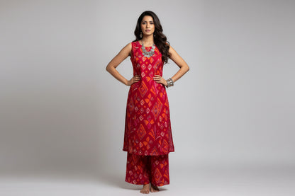 Red Print Kurta Set 7
