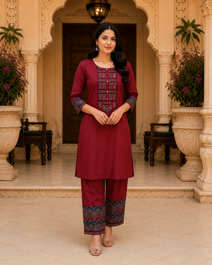 Dark Rust Cotton Co-Ord Set