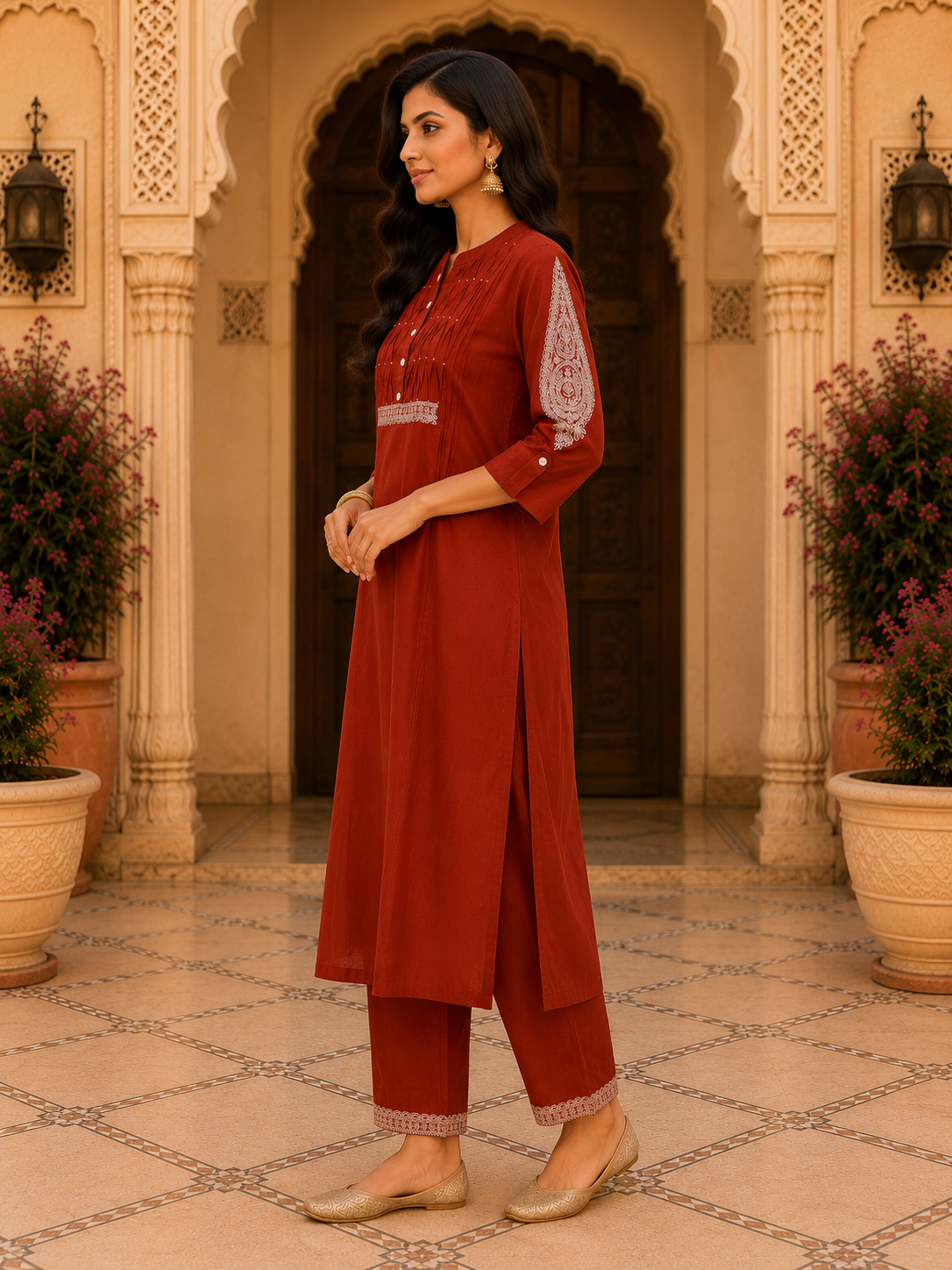 Rust_Embroidered_Cotton_Kurta_Pant_Set6