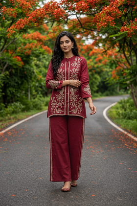 Embroidered Cotton Co-Ord Set