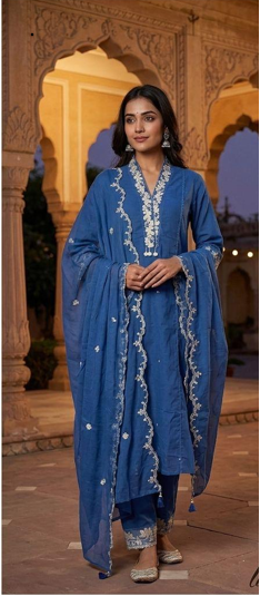 Royal Blue Embroidered Kurta Set
