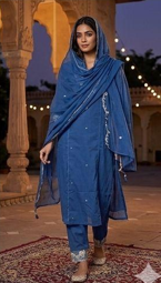 Royal Blue Embroidered Kurta Set