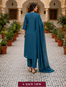 Teal Cotton Kurta Set