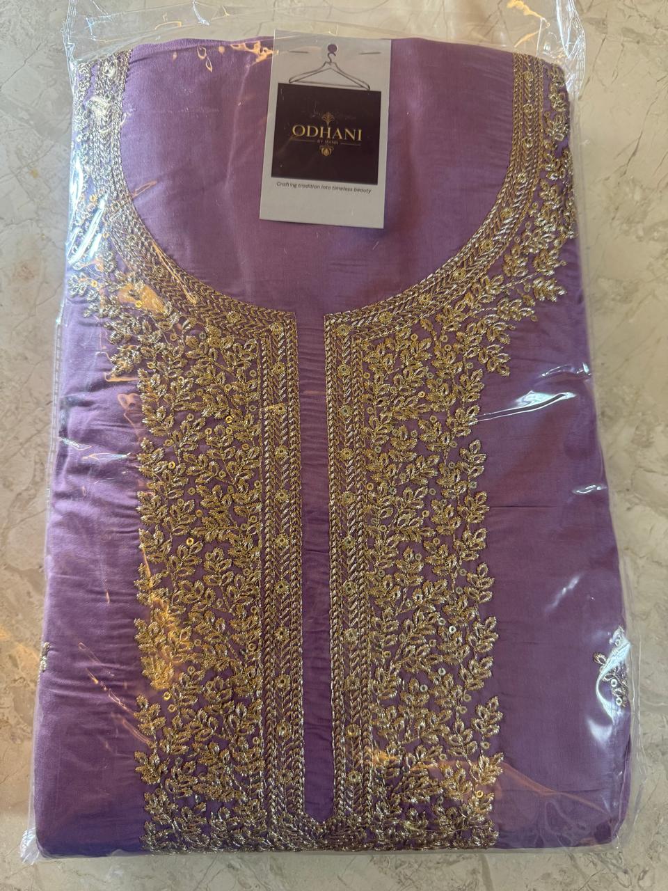 Neck Embroidery Suit Material with the Banarasi Texture Dupatta Set