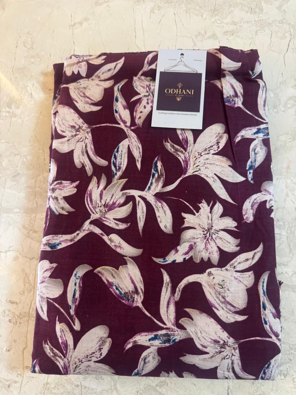 Maroon Printed Cotton Suit Material