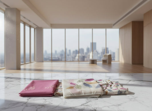 Off white pink leafy print kurta set material