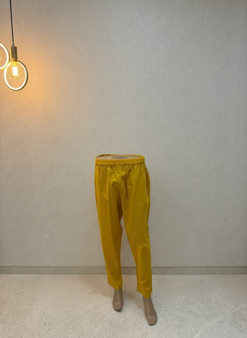 Yellow Cotton Angrakha Printed Kurta Set