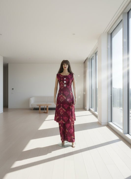 Wine Kurta and Palazzo Set