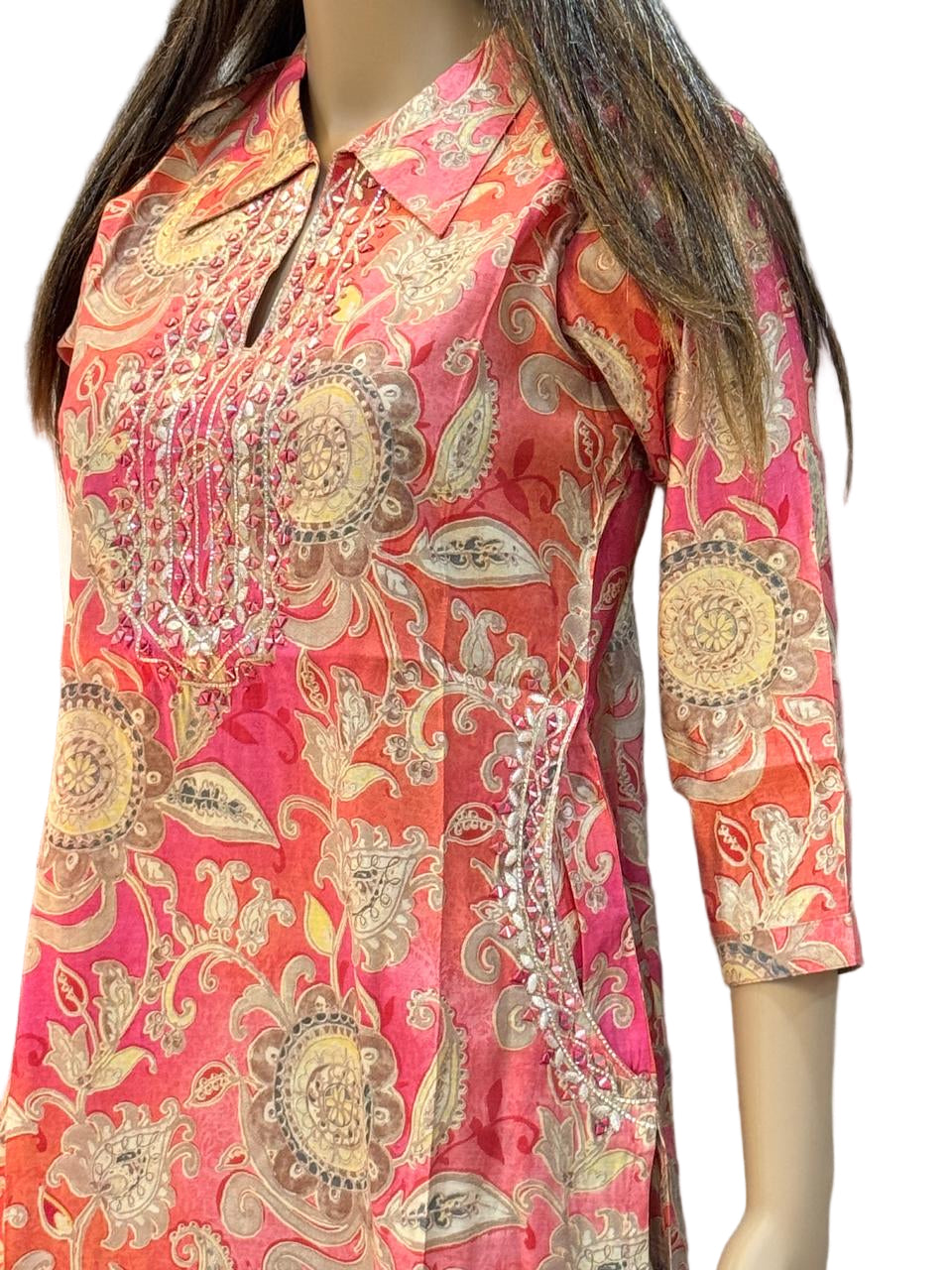 Elegant Peach Paisley Print Co-ord Set