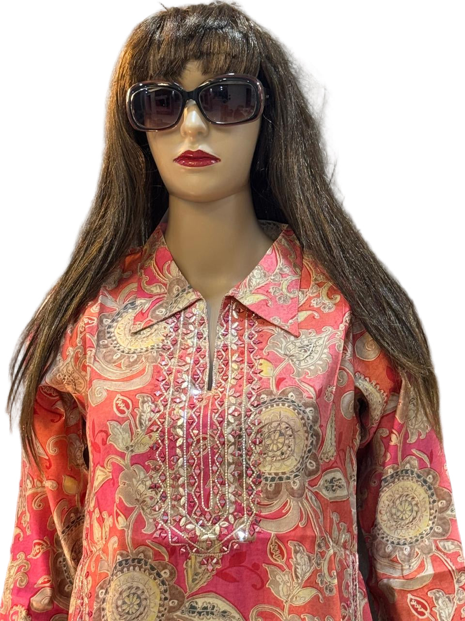 Elegant Peach Paisley Print Co-ord Set