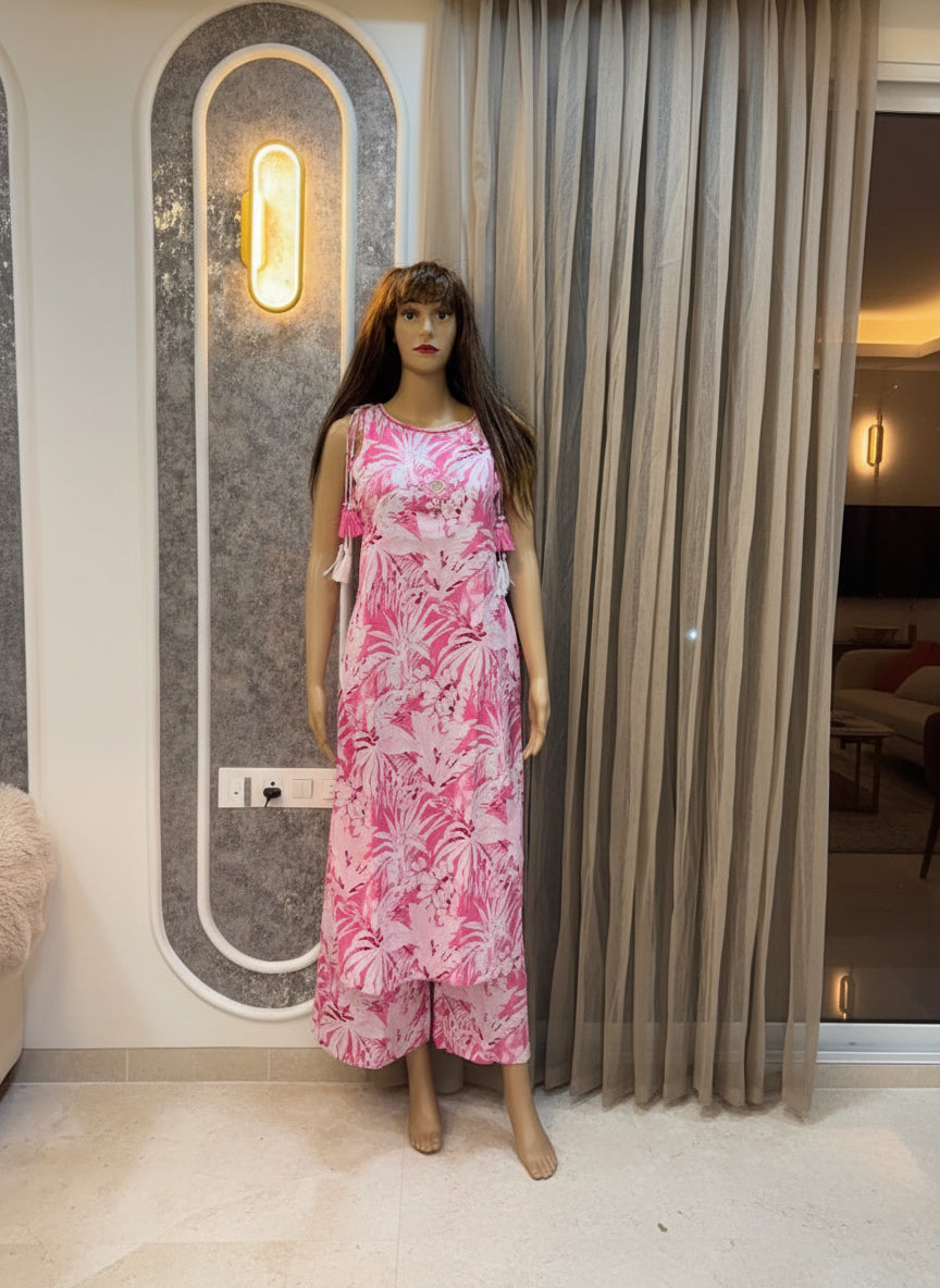 Pink Tropical Print Co-ord Set