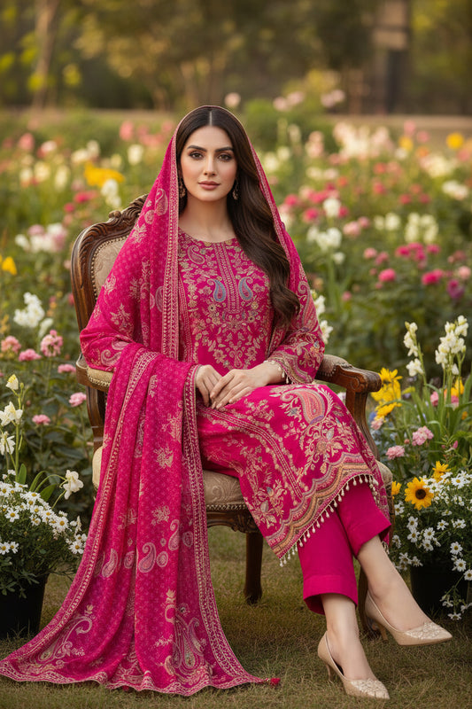 Pink Embroidered Kurta Set