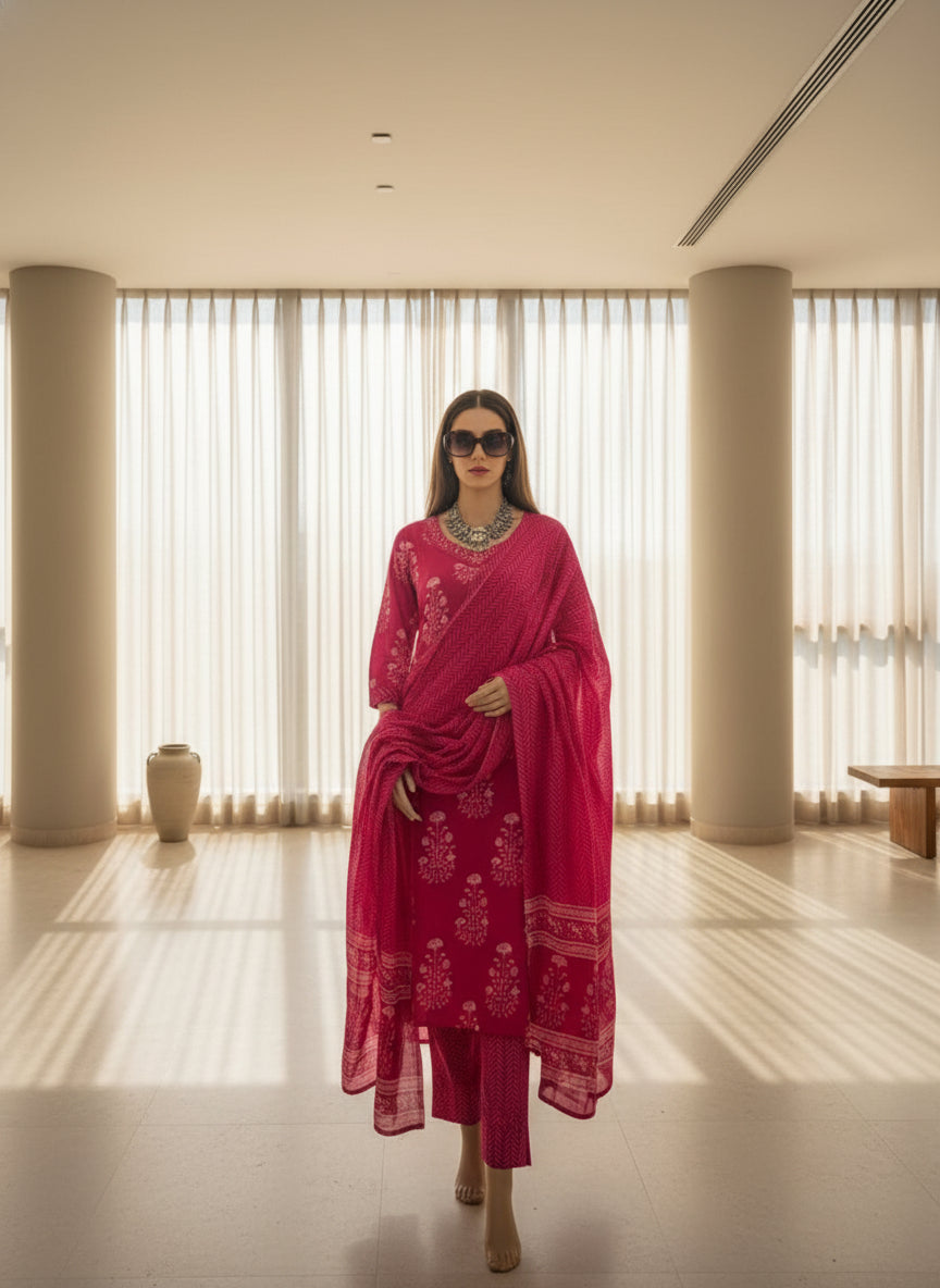 Ruby Bloom Printed Kurta Set