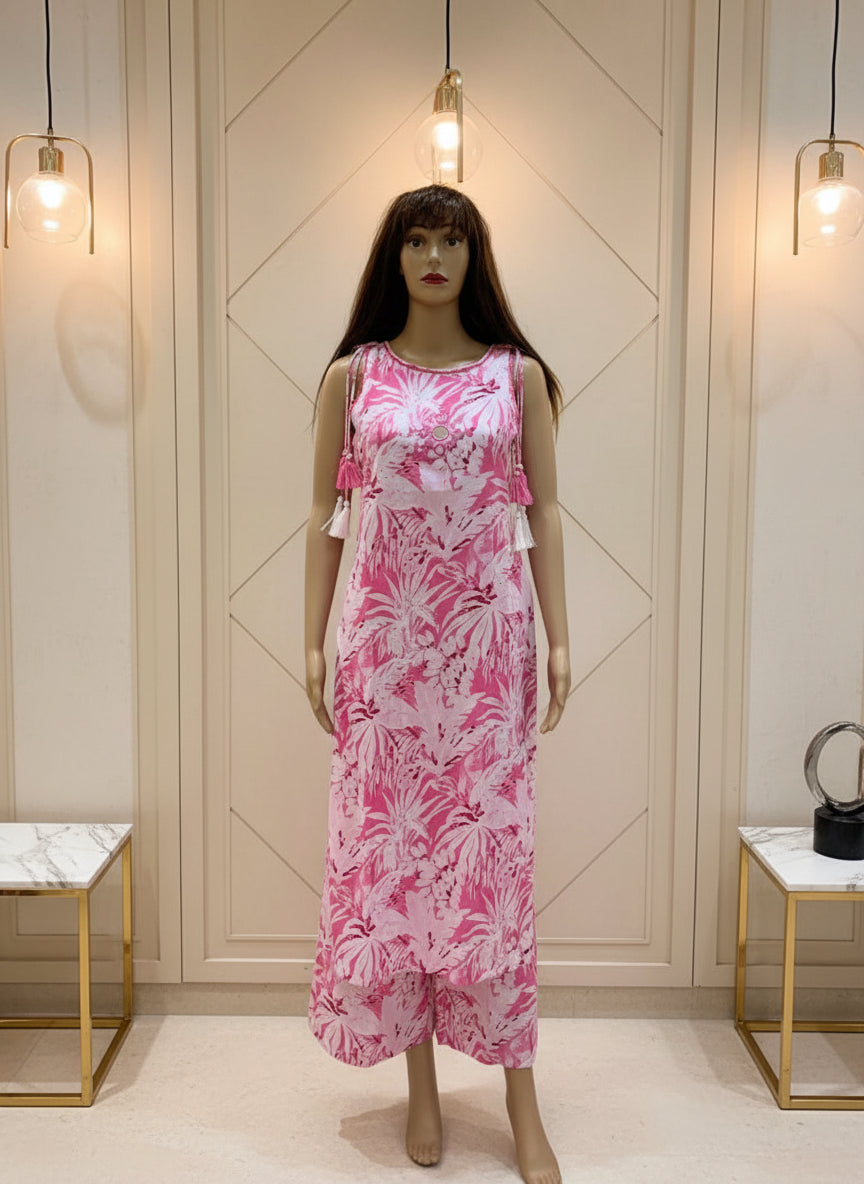 Pink Tropical Print Co-ord Set
