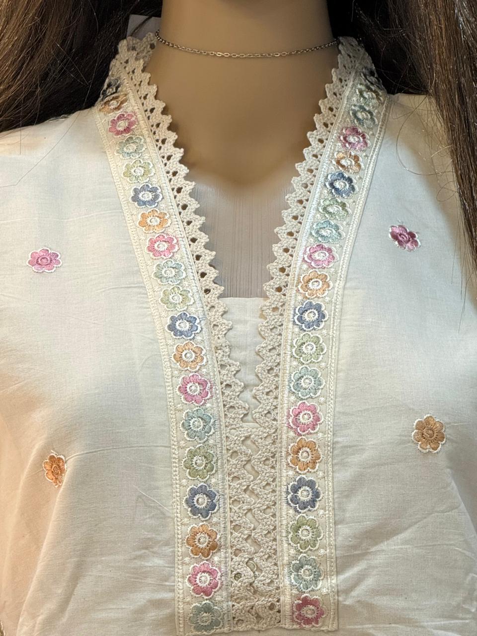 Ivory Garden Embroidered Kurta Set