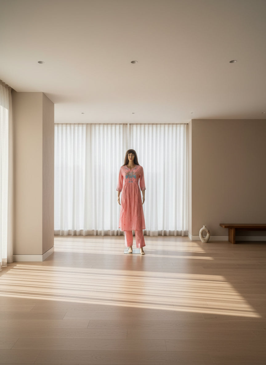 Blush Blossom Embroidered Kurta Set