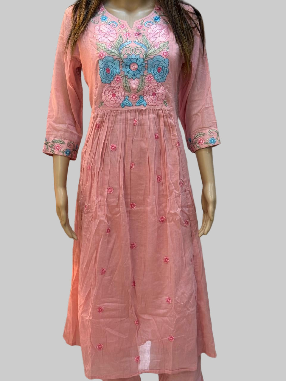Blush Blossom Embroidered Kurta Set