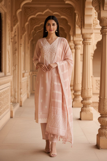 Pink Chanderi Silk Kurta Set
