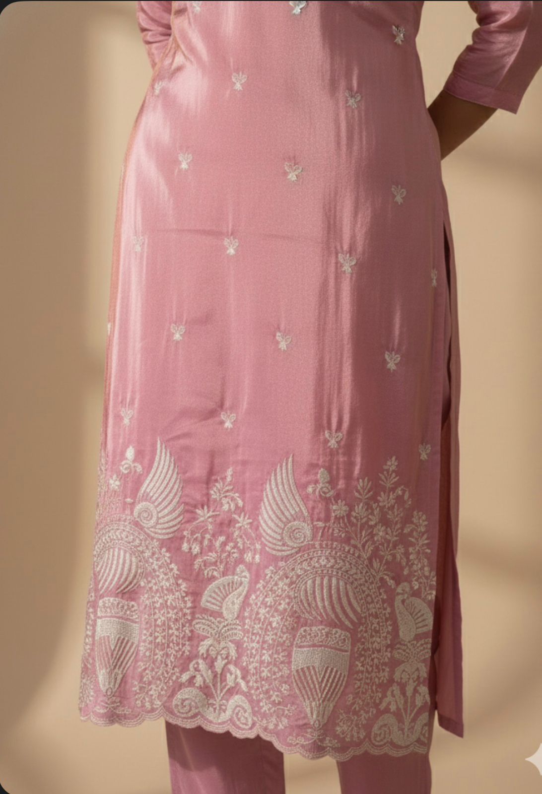 Blush rose embroidery Kurta Set with dupatta