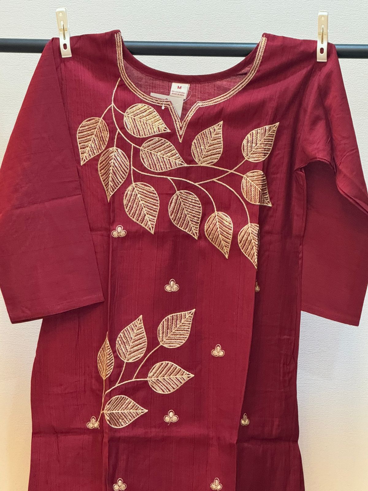 Maroon Embroidered Silk kurta set