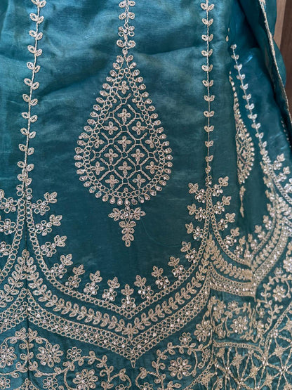 Teal Embroidered Lehenga Set(unstitched) | Festive & Wedding Ethnic Wear