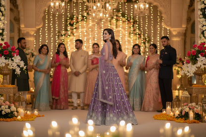 Mauve Embroidered Lehenga Set