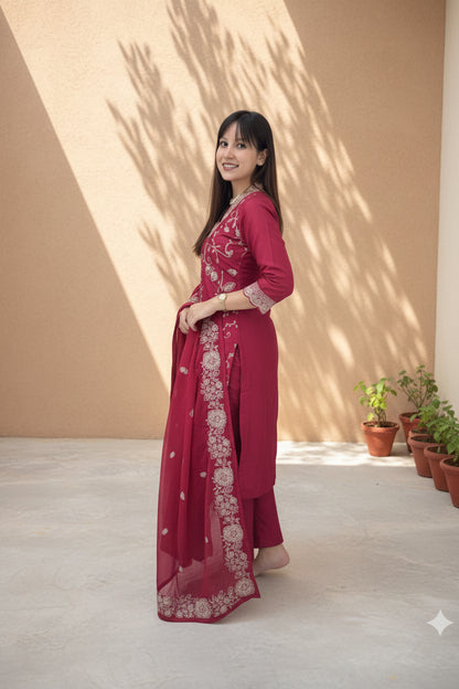 Rose Embroidered Kurta Set