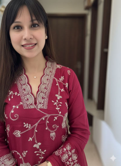 Rose Embroidered Kurta Set