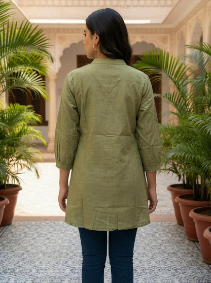 Olive Embroidered Kurti