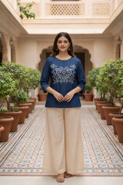 Denim Embroidered Tunic